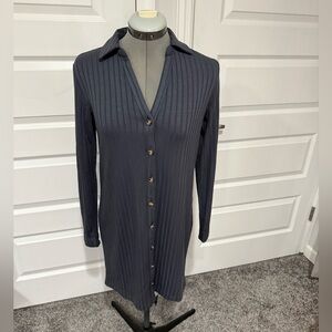 Loft gray button sweater dress NWT